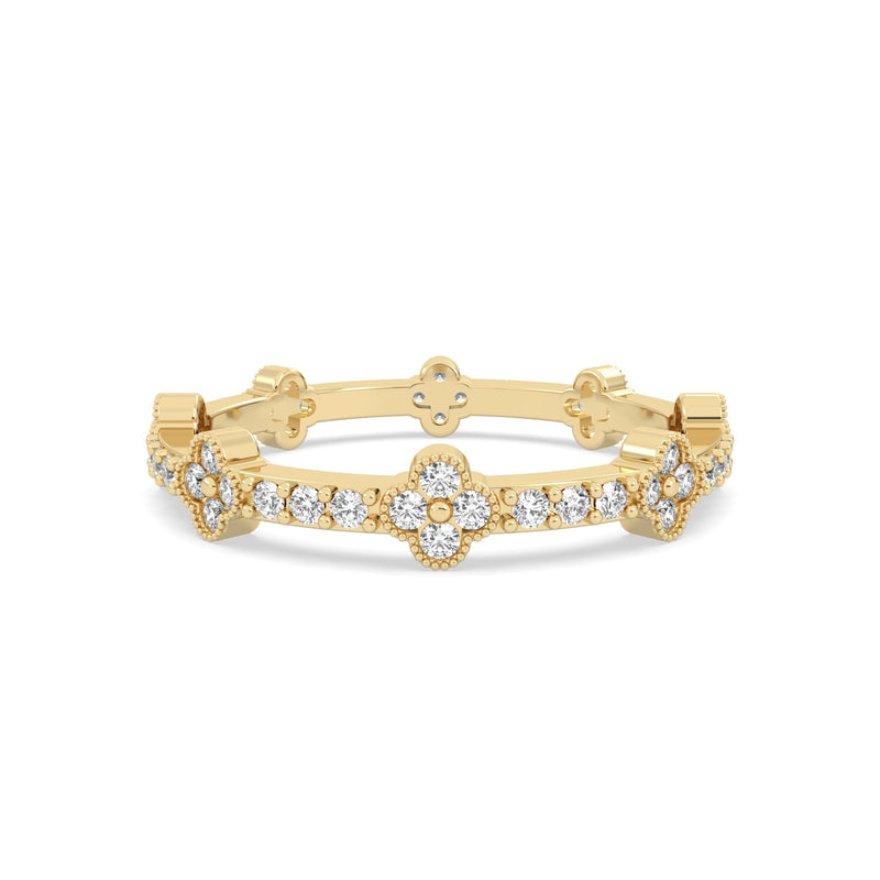 Adhara stackable lab grown diamond ring in gold vermeil sterling silver, front view