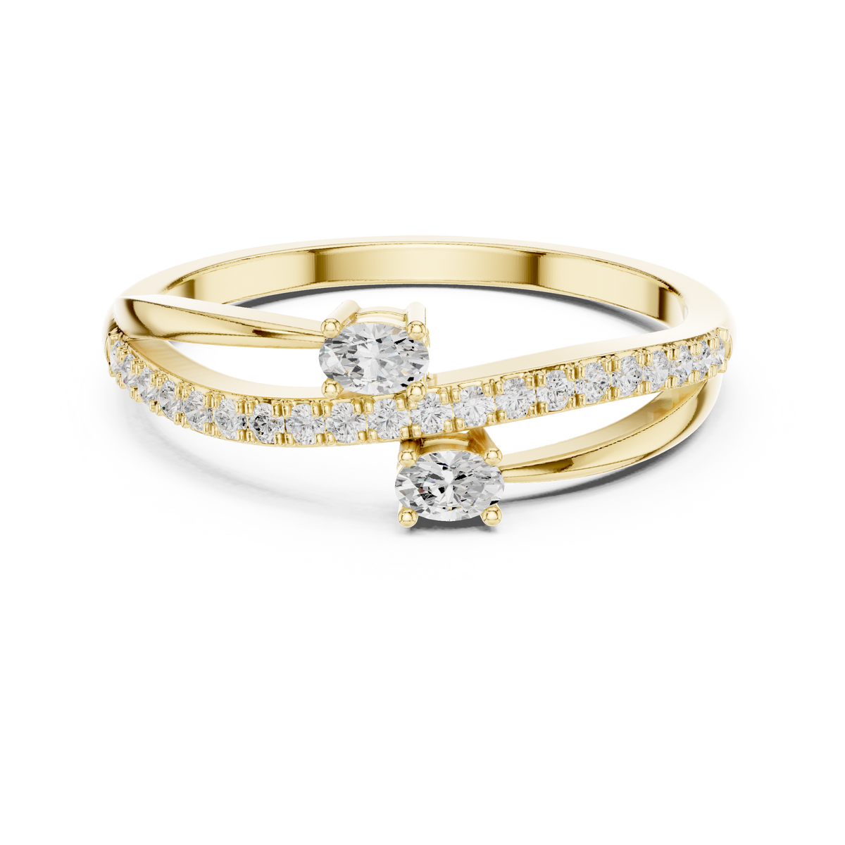Astra multishaped lab grown diamond ring in gold vermeil sterling silver, front view