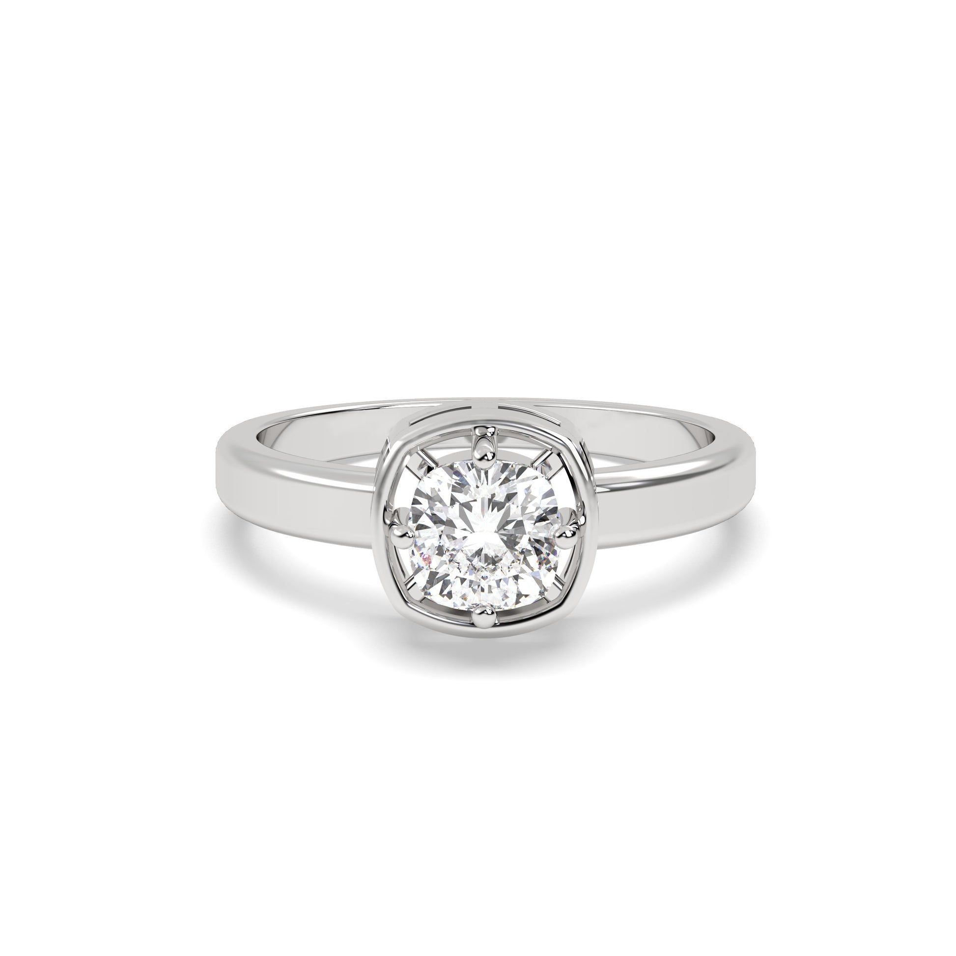 center stone 1 Ct Cushion Diamond Ring in silver