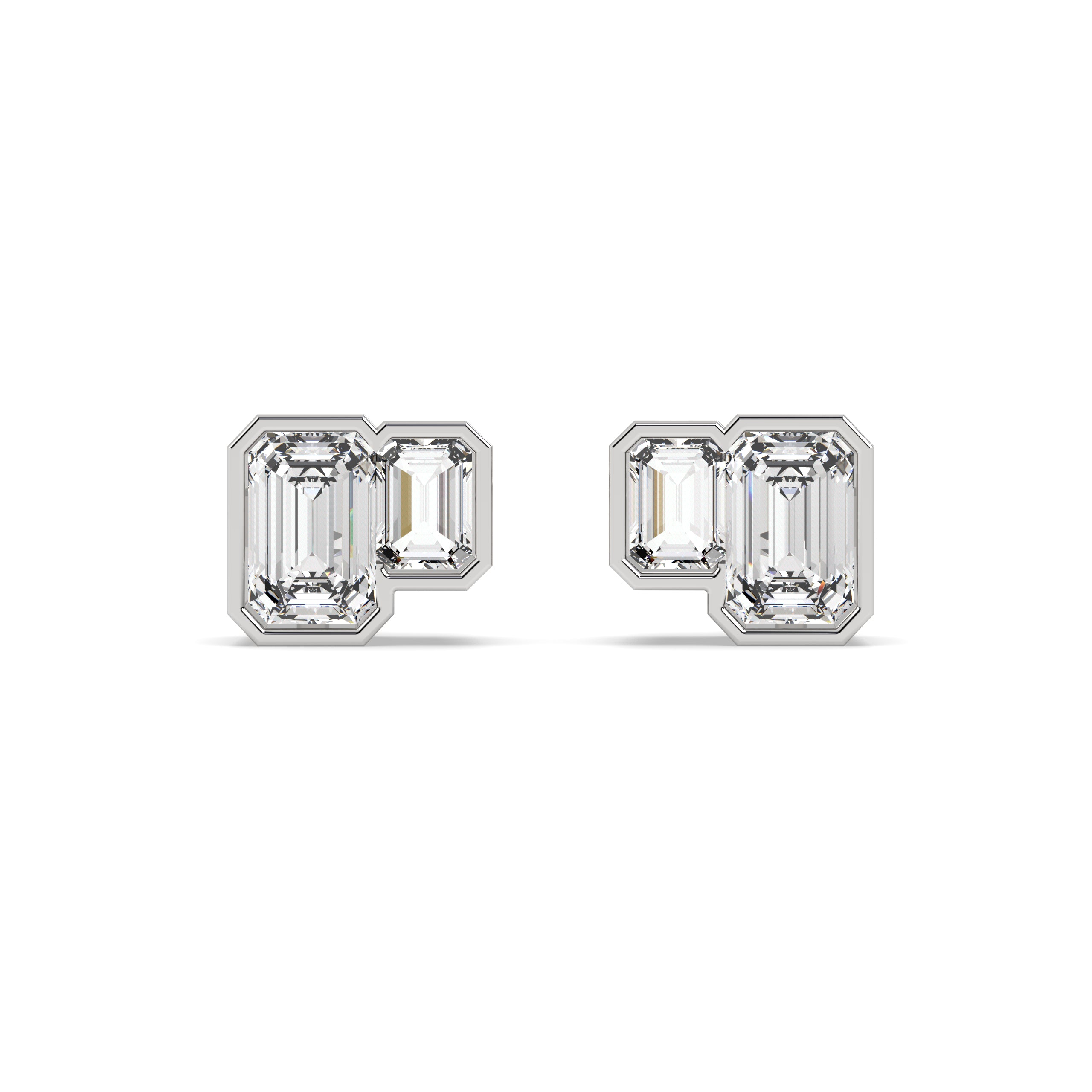 Glimmen Emerald Bezel Double Studs