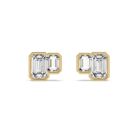 Glimmen Emerald Bezel Double Studs