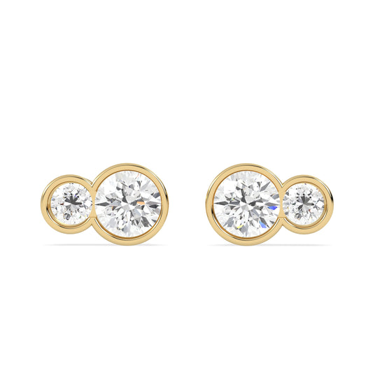 minimal Luire Round Duet Bezel Studs in diamonds