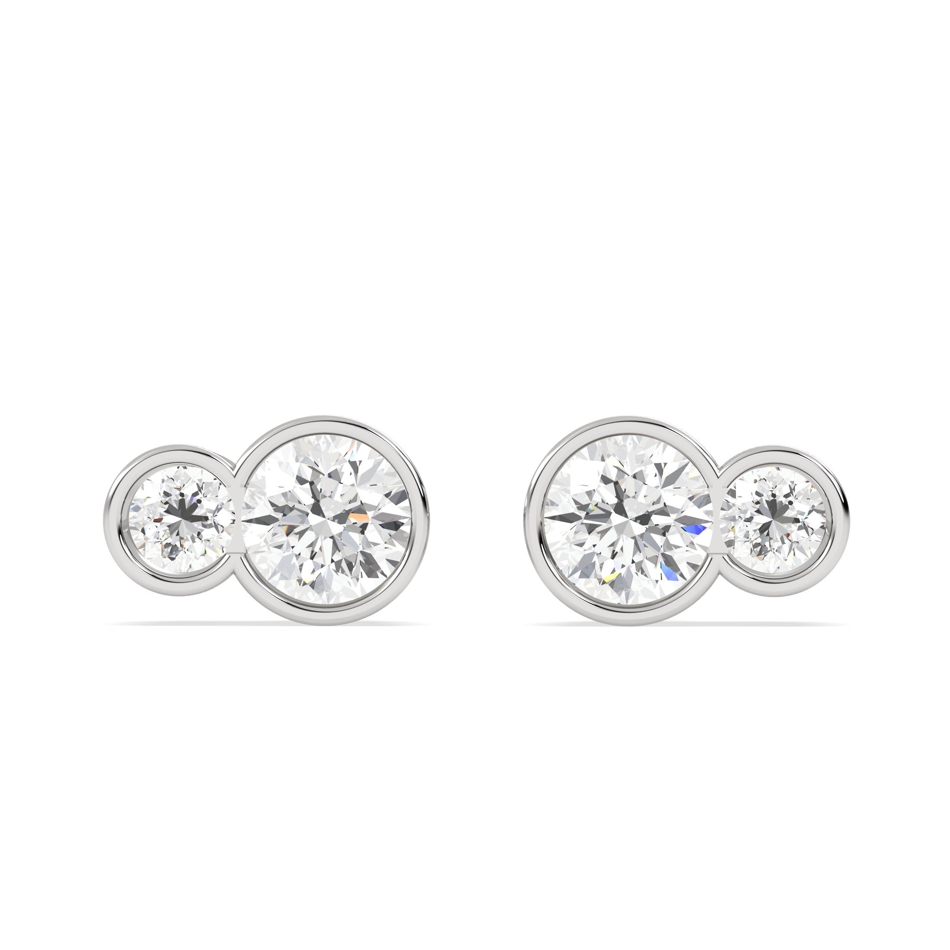 minimal Luire Round Duet Bezel Studs in silver