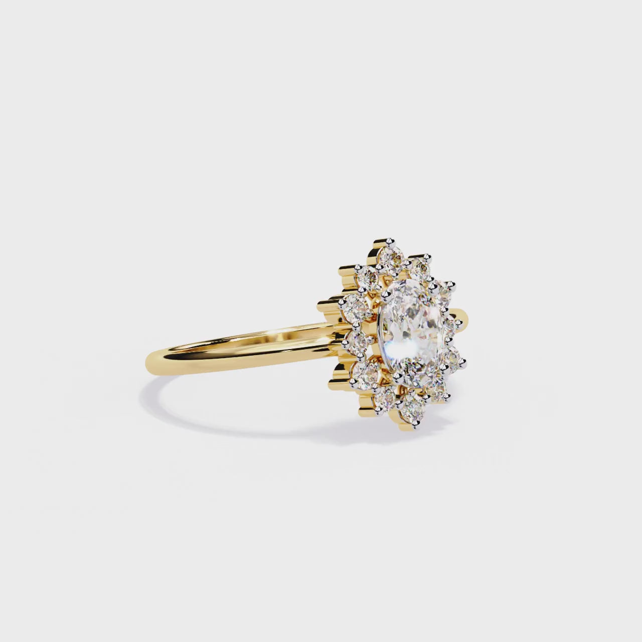 Yellow Gold Oval Halo Ring Video