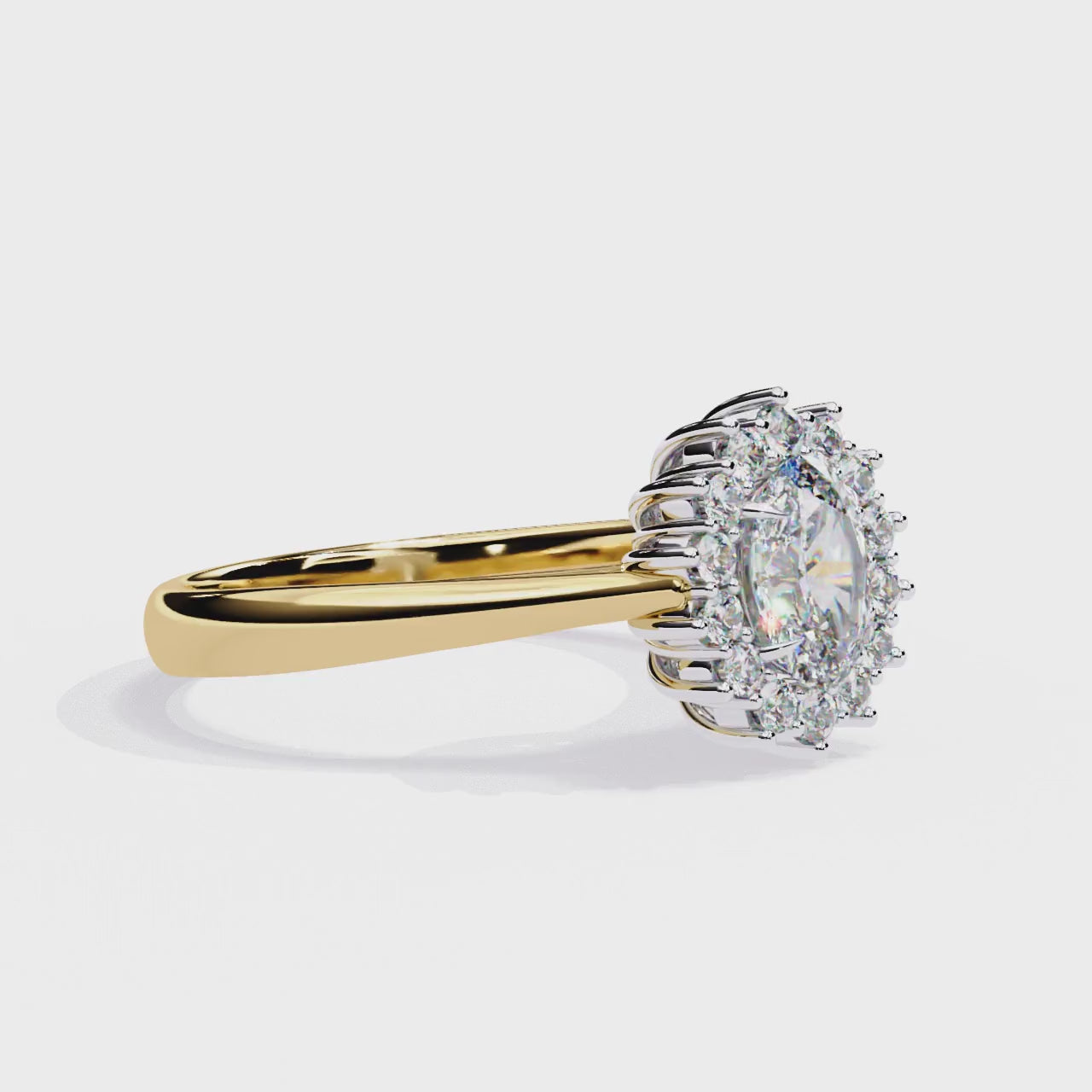Yellow gold oval halo ring video