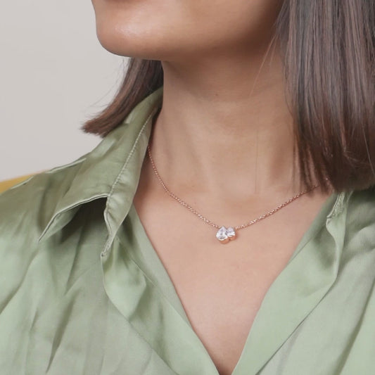 Olir Pear Duet Bezel womens lab diamond Necklace