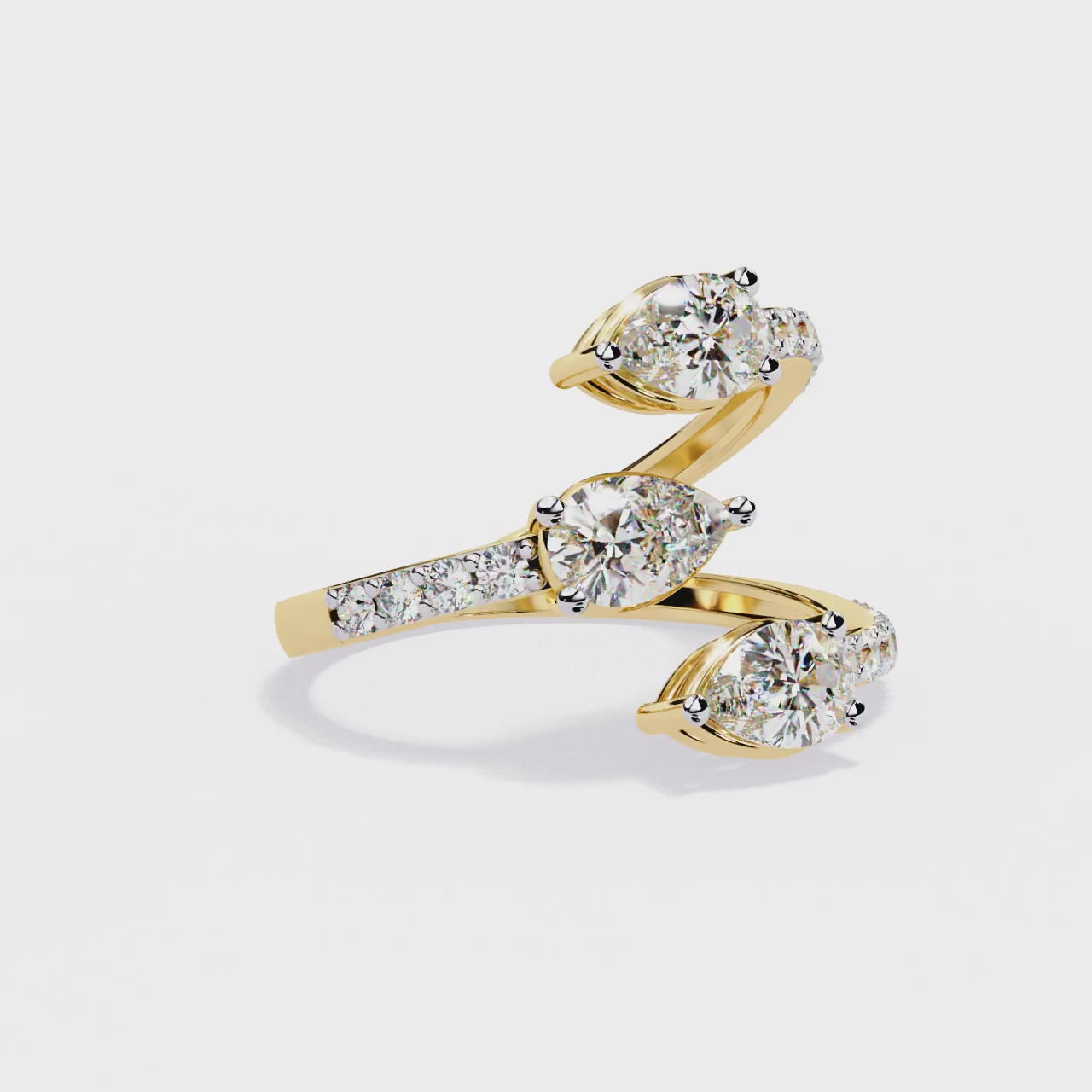 Three Pear Ring Yellow Gold Ring Video