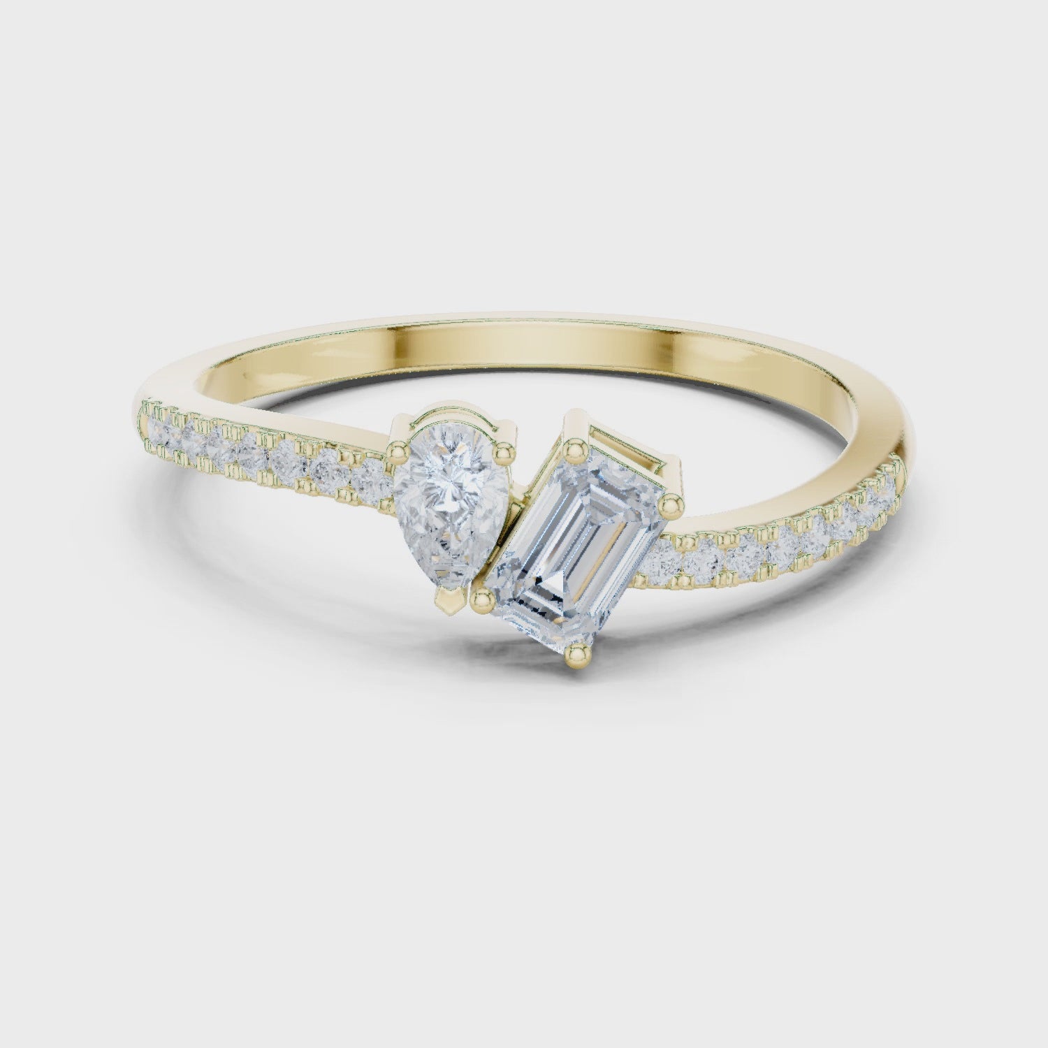 Yellow emerald pear ring