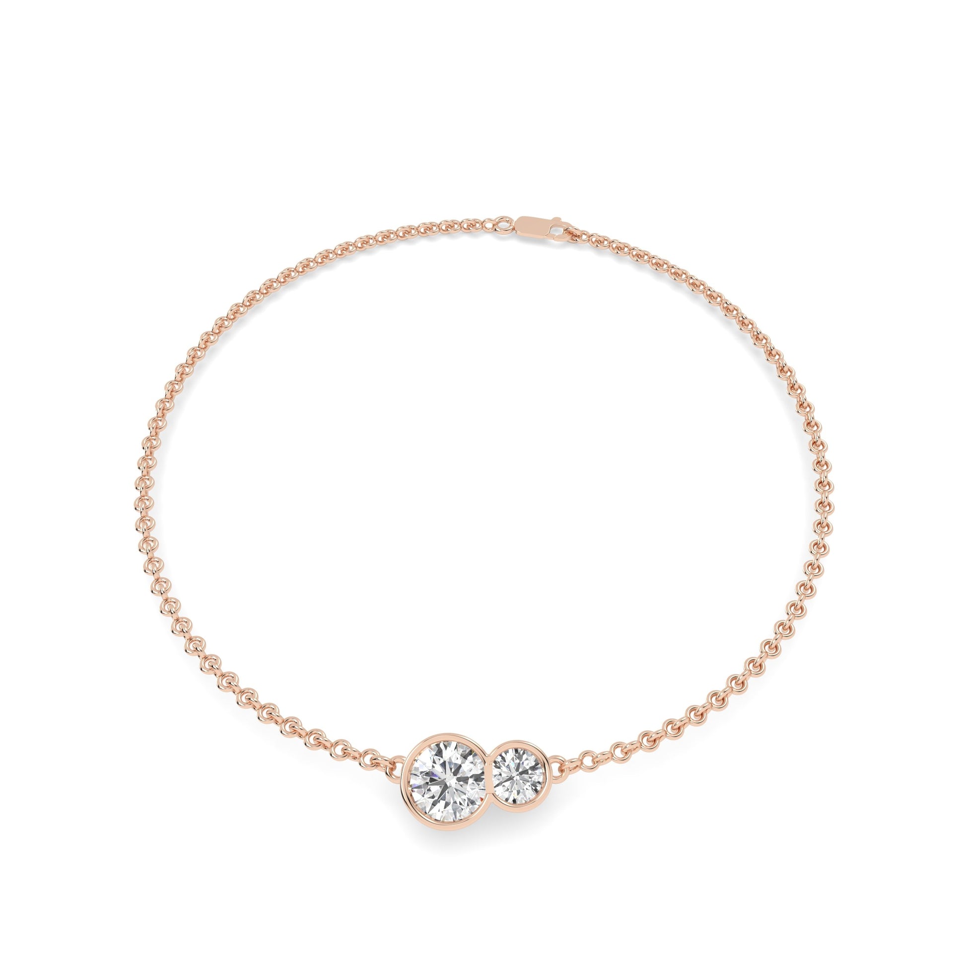 rose gold 1.3 carat Luire Round Duet Bezel Bracelet diamonds
