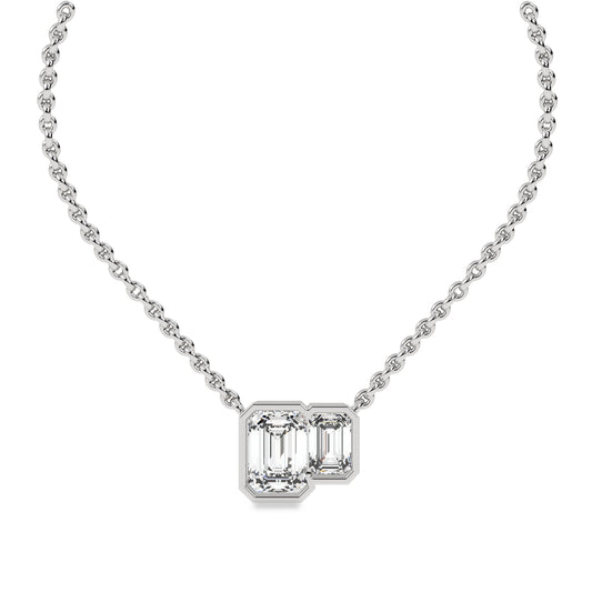 Glimmen Emerald Duet Bezel Necklace