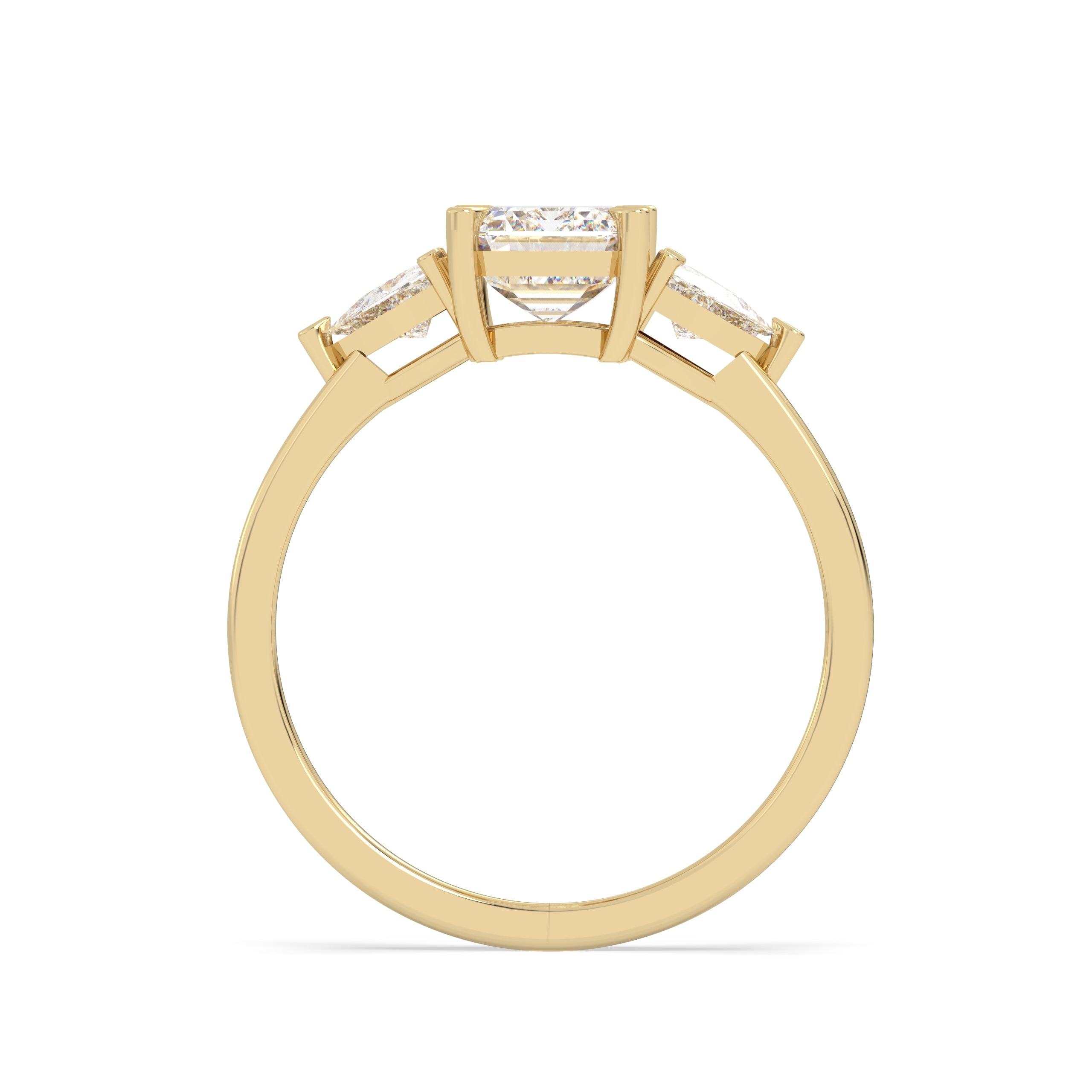 Emerald Three Stone Lab Grown Diamond Ring
