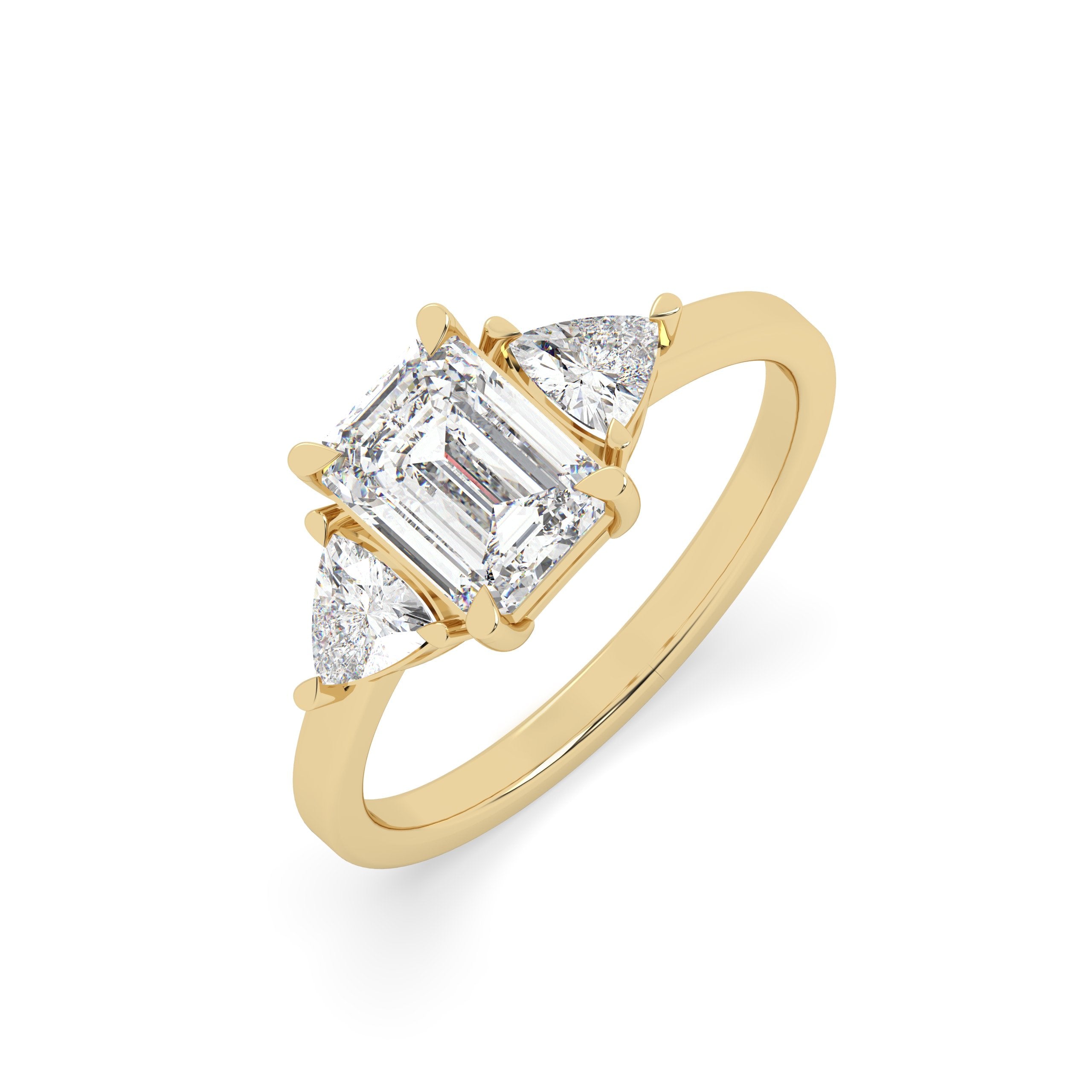 Emerald Three Stone Lab Grown Diamond Ring