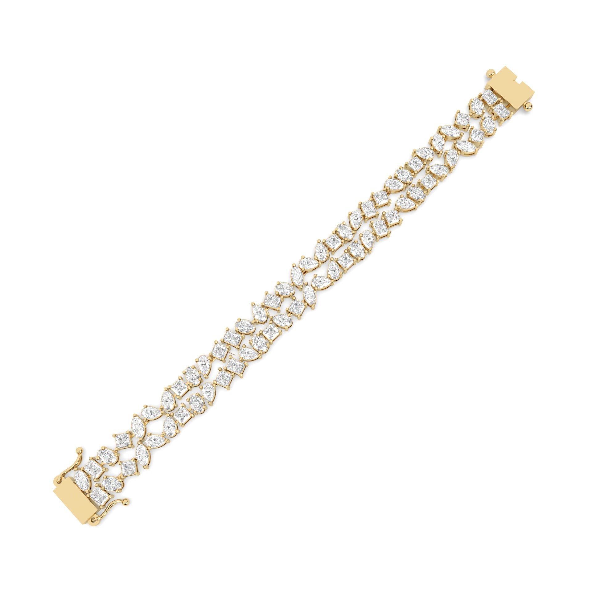 Double Line Multi Shaped Tennis Bracelet