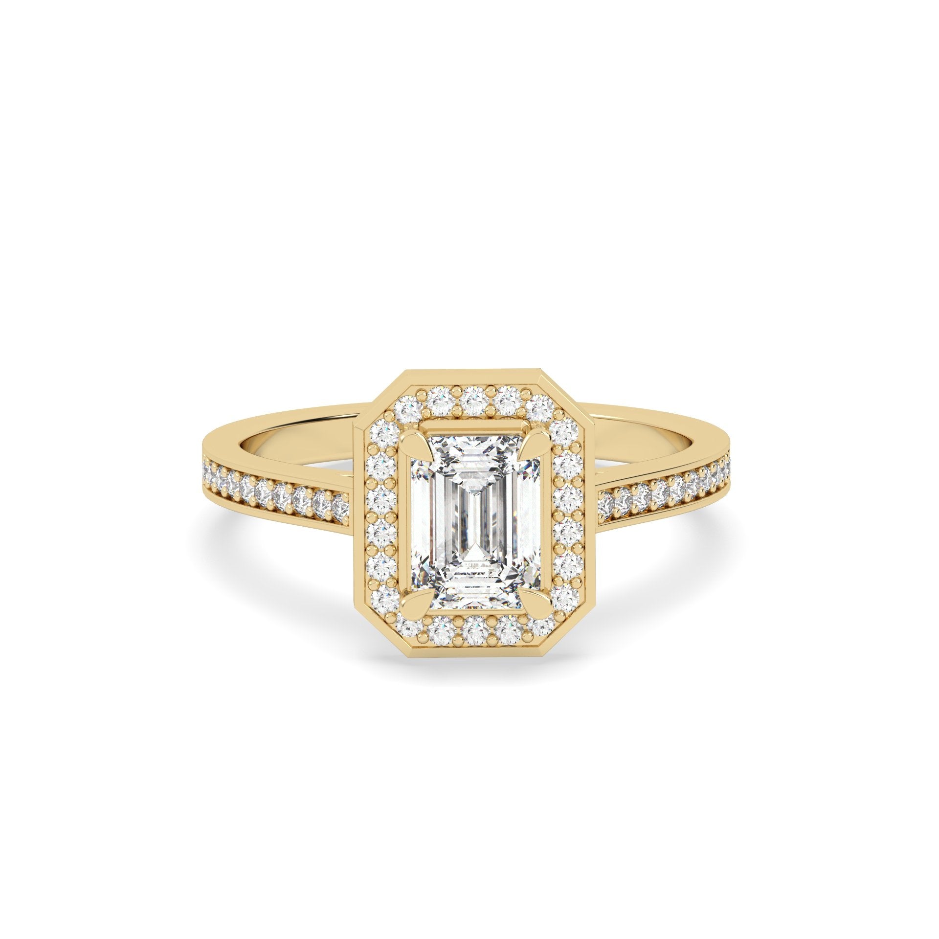 1 Ct Emerald Halo Lab Grown Diamond Ring – 925 Silver
