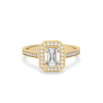 1 Ct Emerald Halo Lab Grown Diamond Ring – 925 Silver