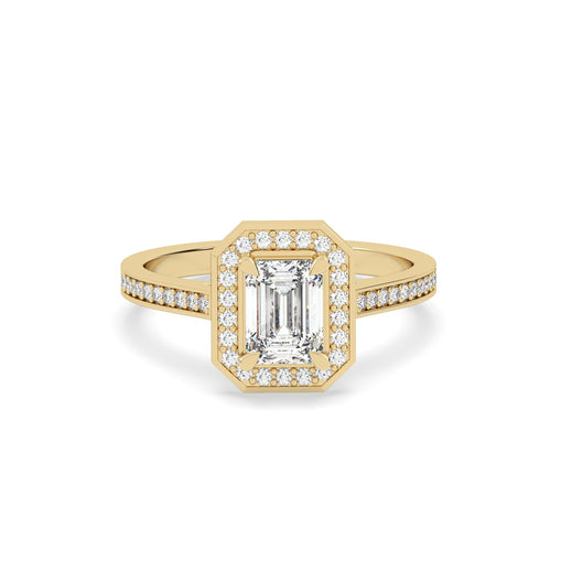 1 Ct Emerald Halo Lab Grown Diamond Ring – 925 Silver