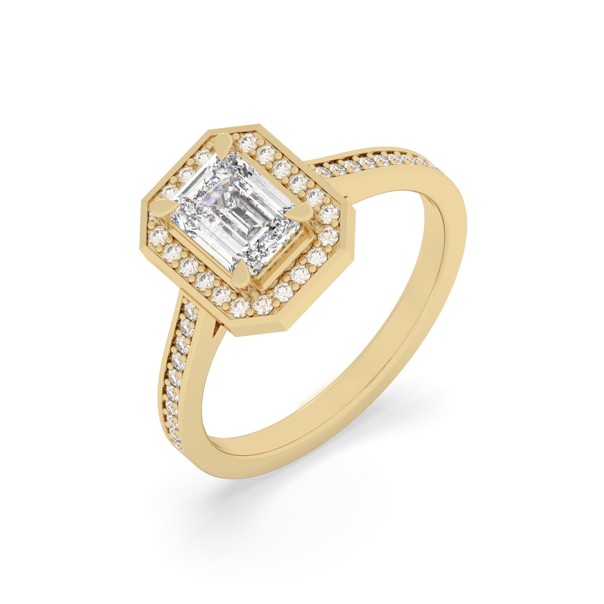 1 Ct Emerald Halo Lab Grown Diamond Ring – 925 Silver