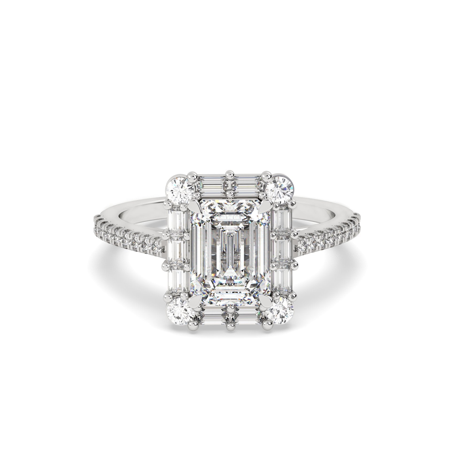 2 Ct Emerald Halo Lab Grown Diamond Ring