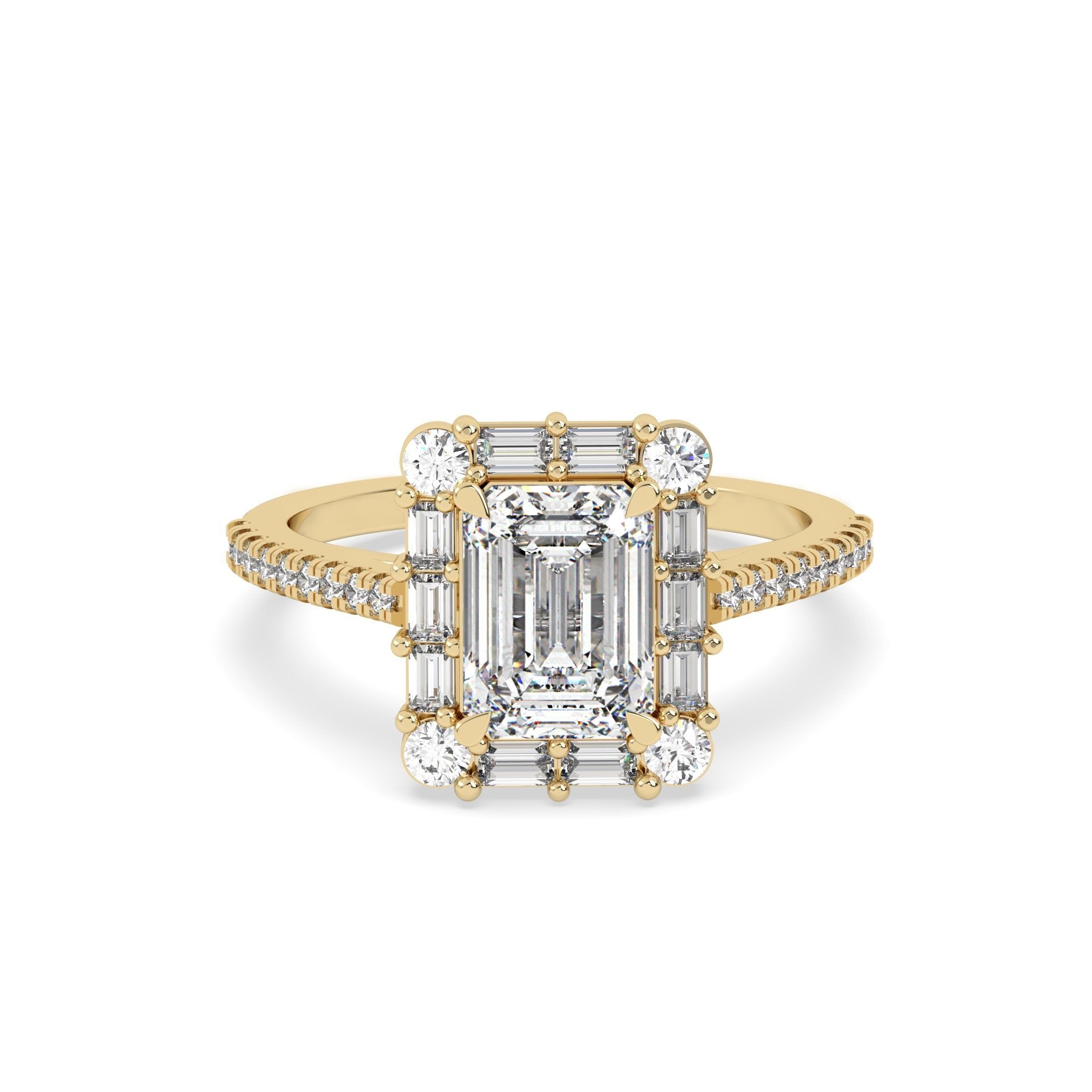2 Ct Emerald Halo Lab Grown Diamond Ring