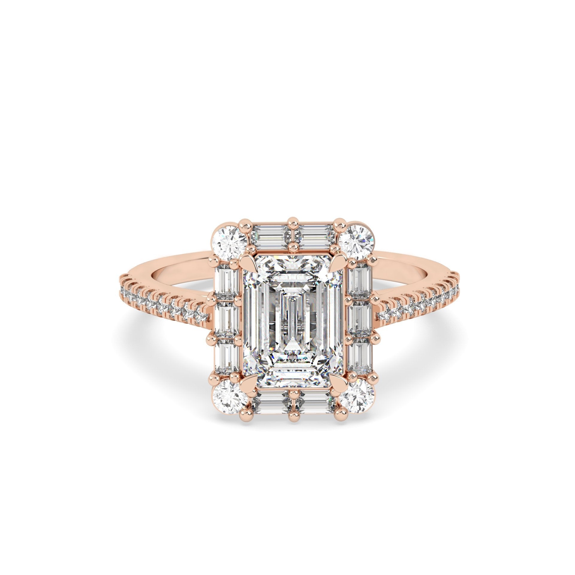 2 Ct Emerald Halo Lab Grown Diamond Ring
