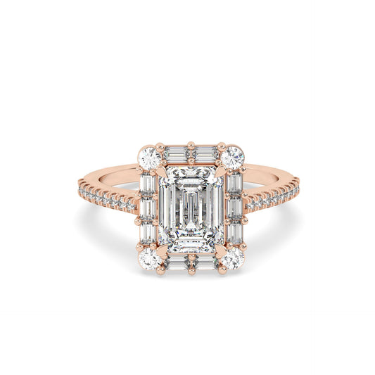 2 Ct Emerald Halo Lab Grown Diamond Ring