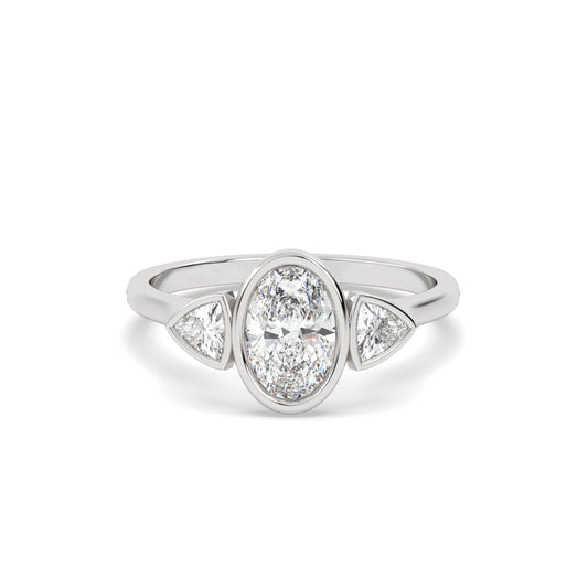 Oval Three Stone Lab Grown Diamond Ring – 925 Silver