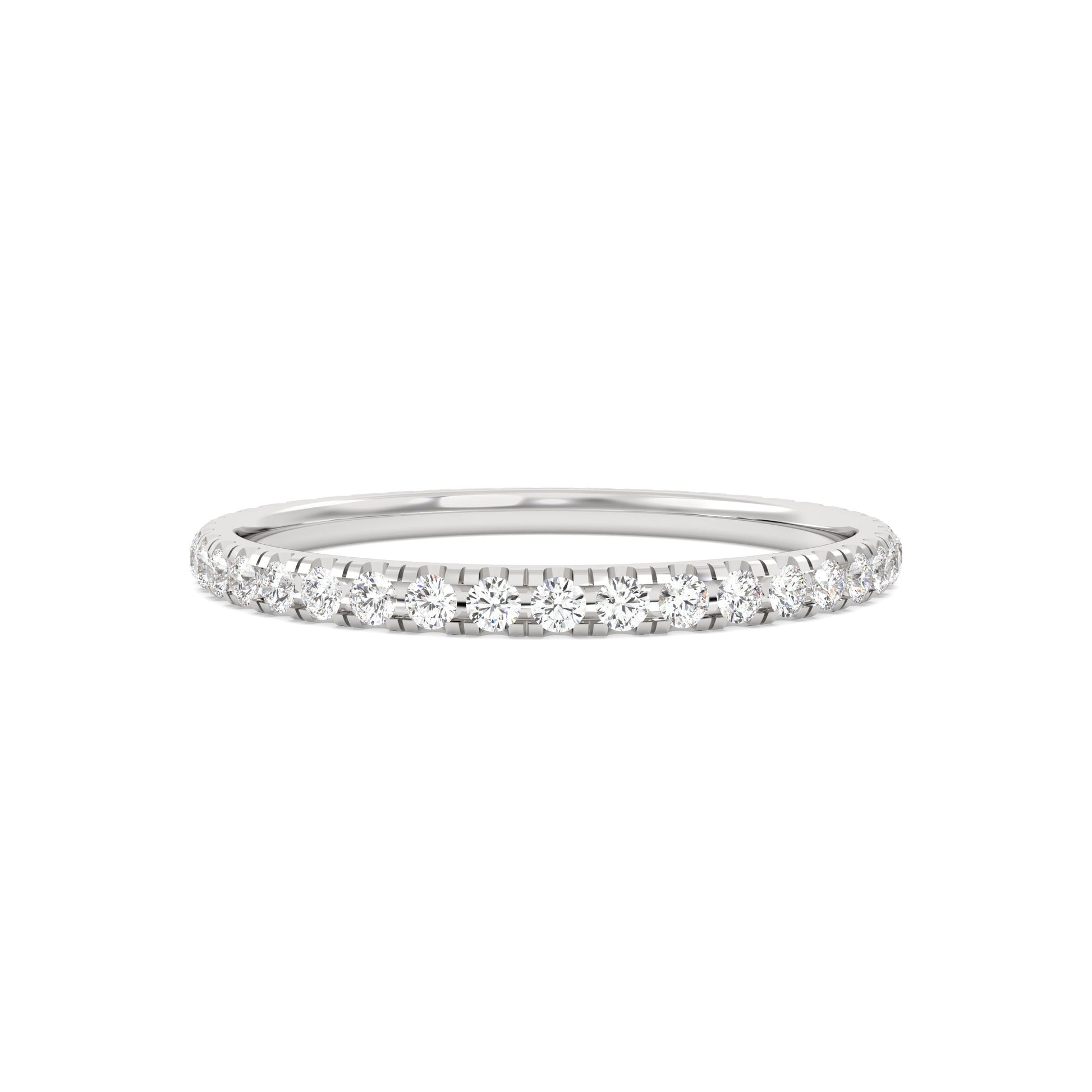 White Gold ring Band with multiple round diamonds