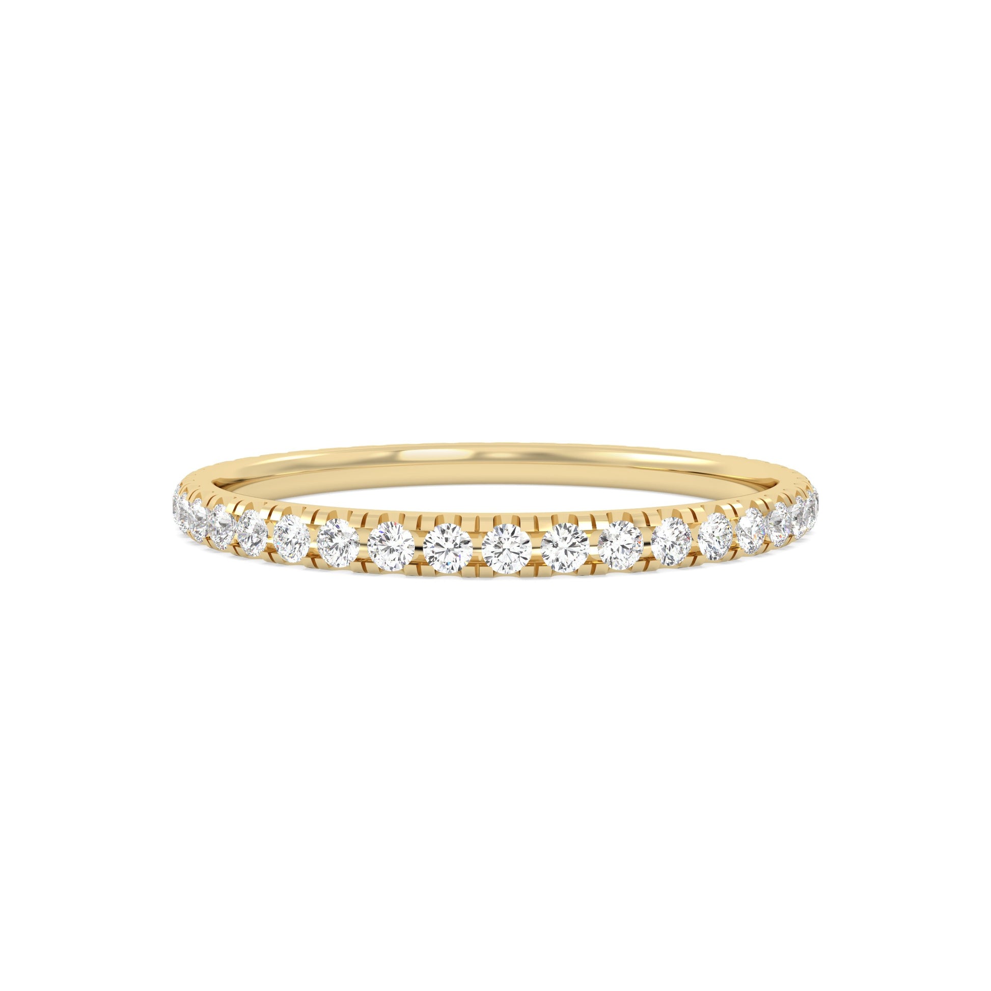 Yellow Gold ring Band with multiple round diamonds