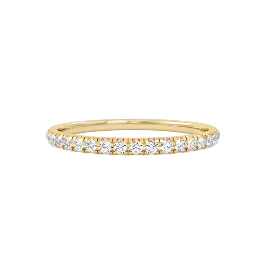 Yellow Gold ring Band with multiple round diamonds
