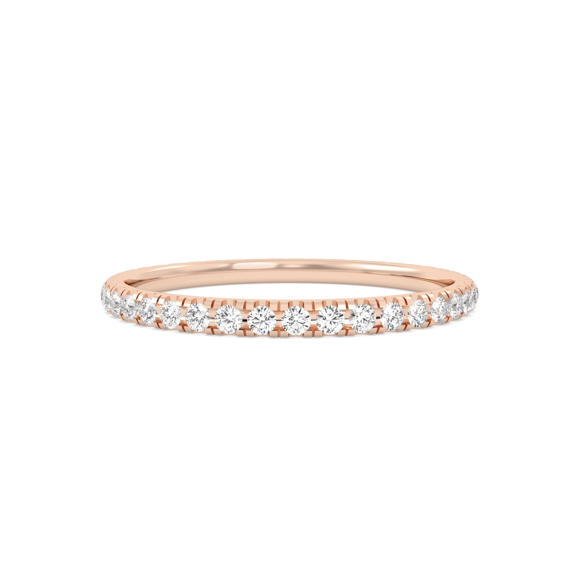 Rose Gold ring Band with multiple round diamonds