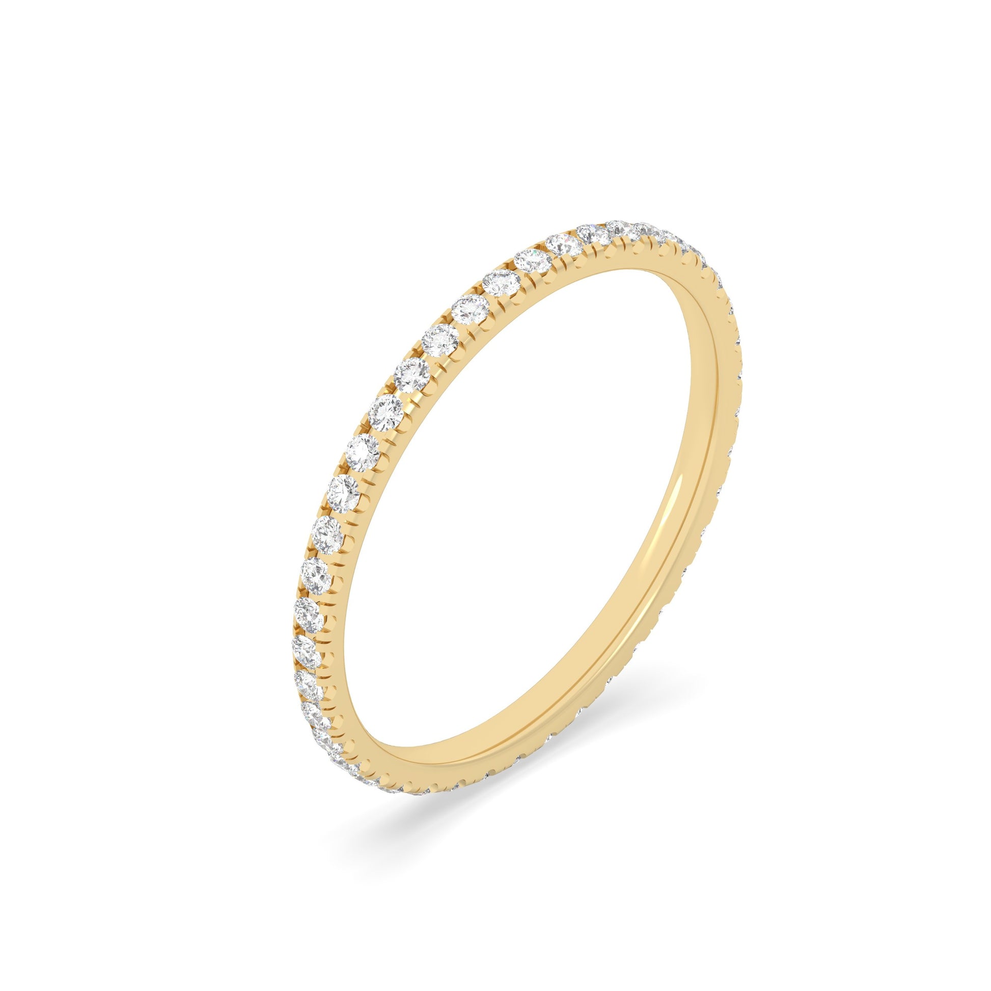 Yellow Gold ring Band with multiple round diamonds