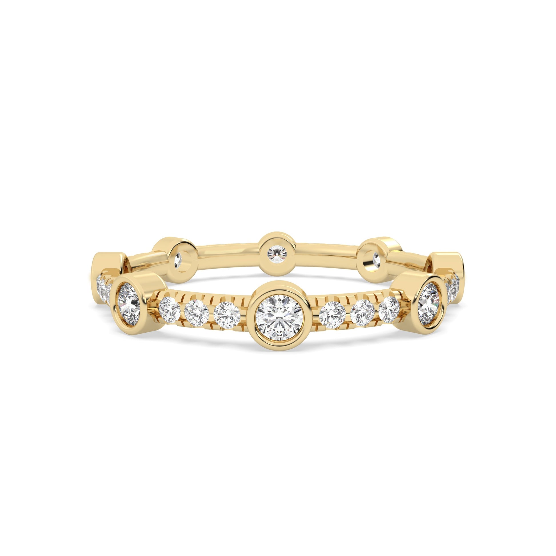 Yellow gold round diamond band
