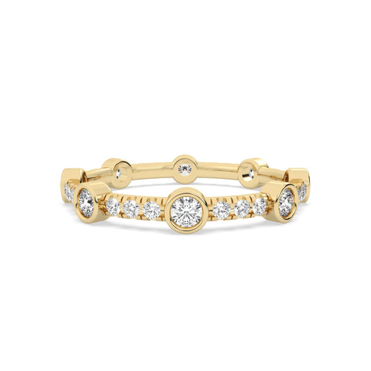 Yellow gold round diamond band