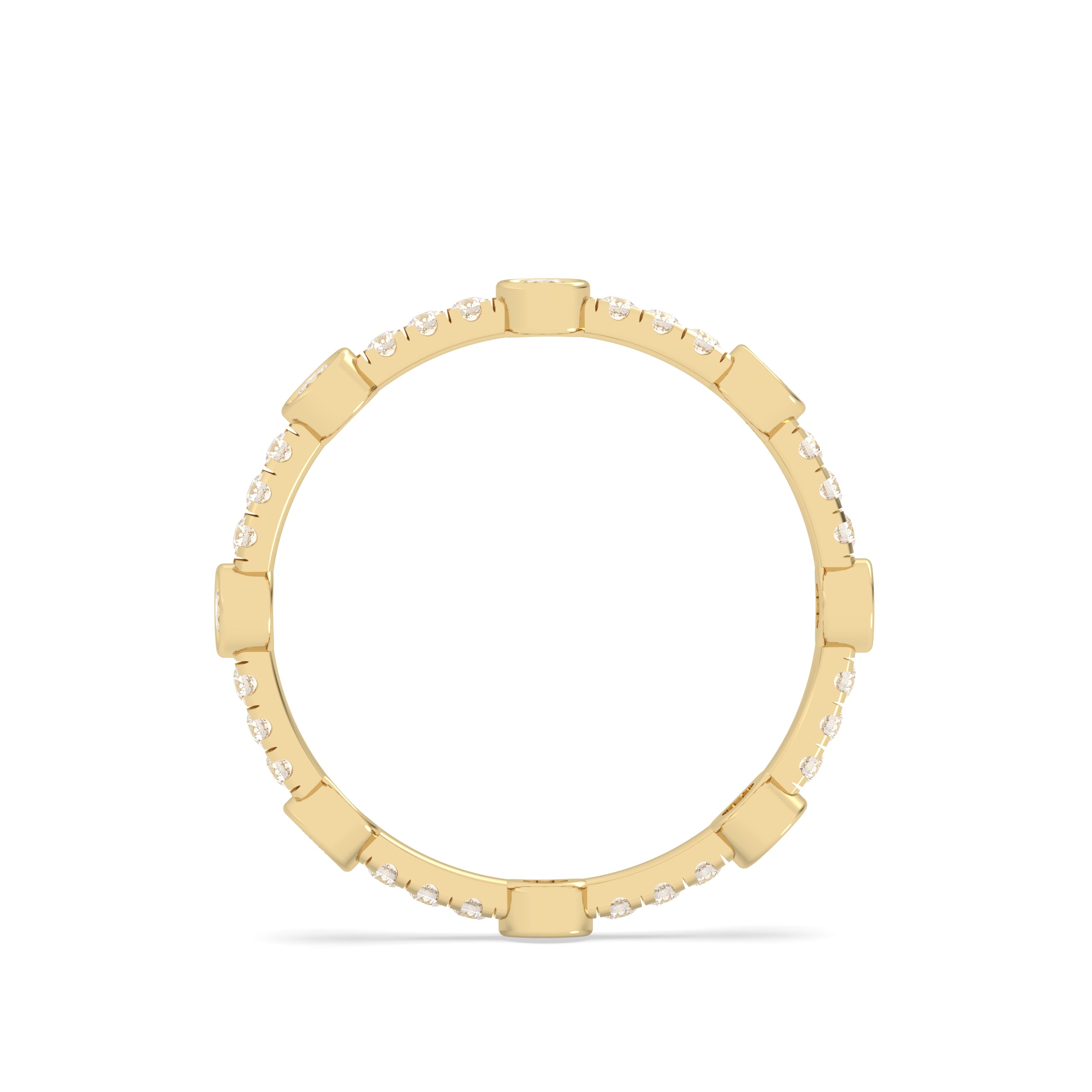Yellow gold round diamond band