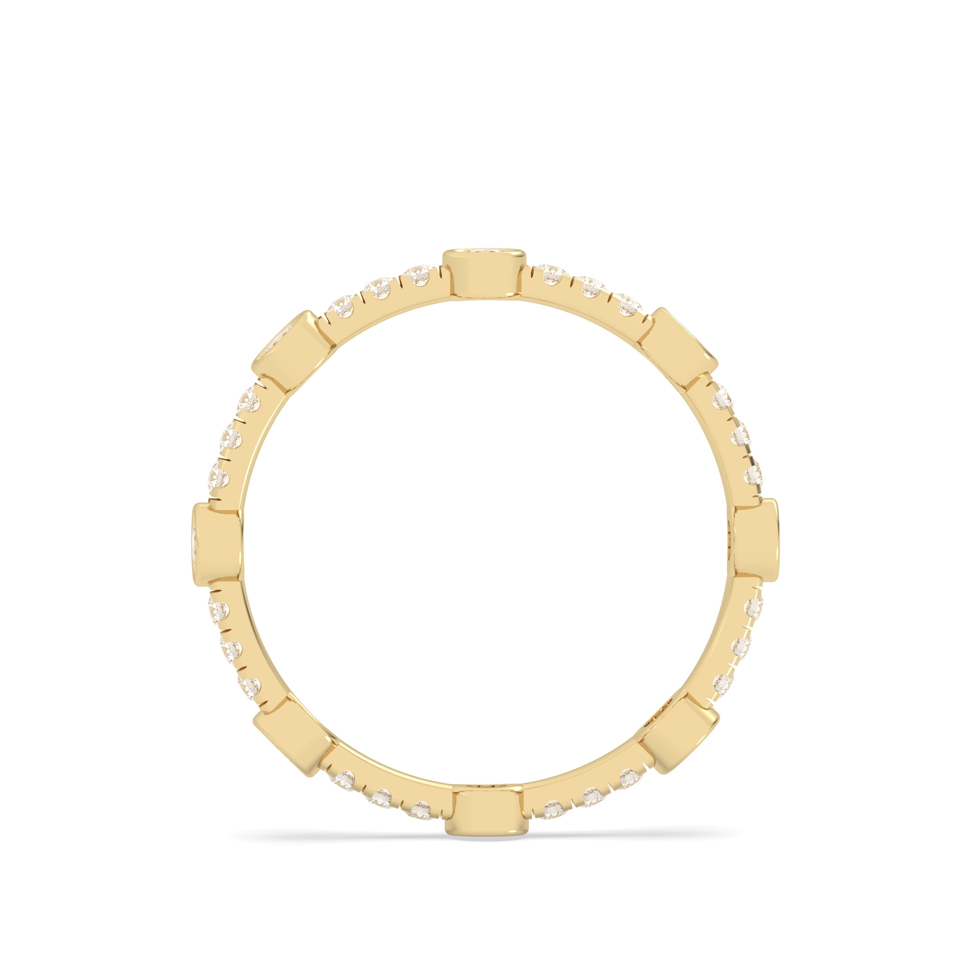Yellow gold round diamond band