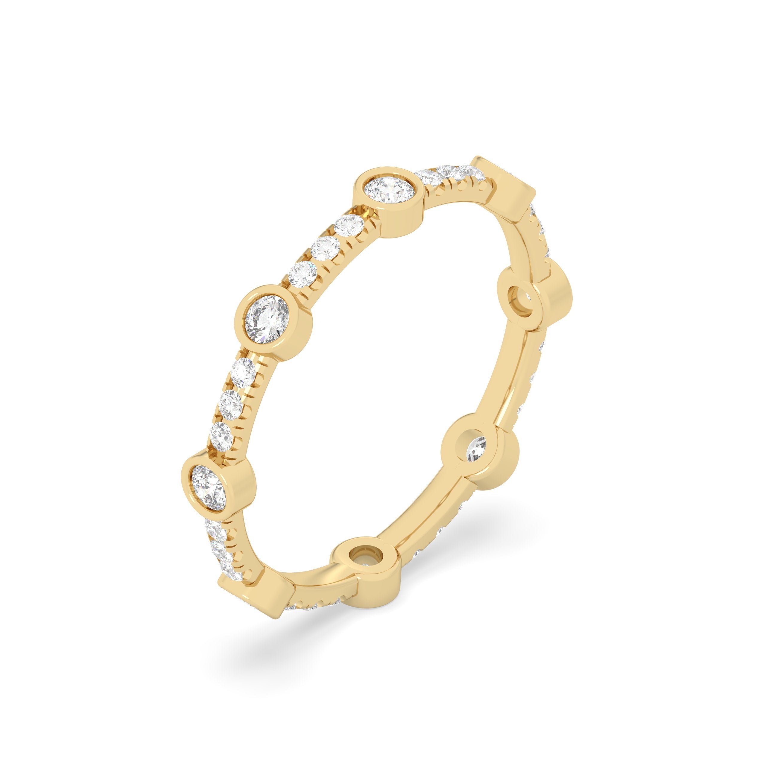 Yellow gold round diamond band