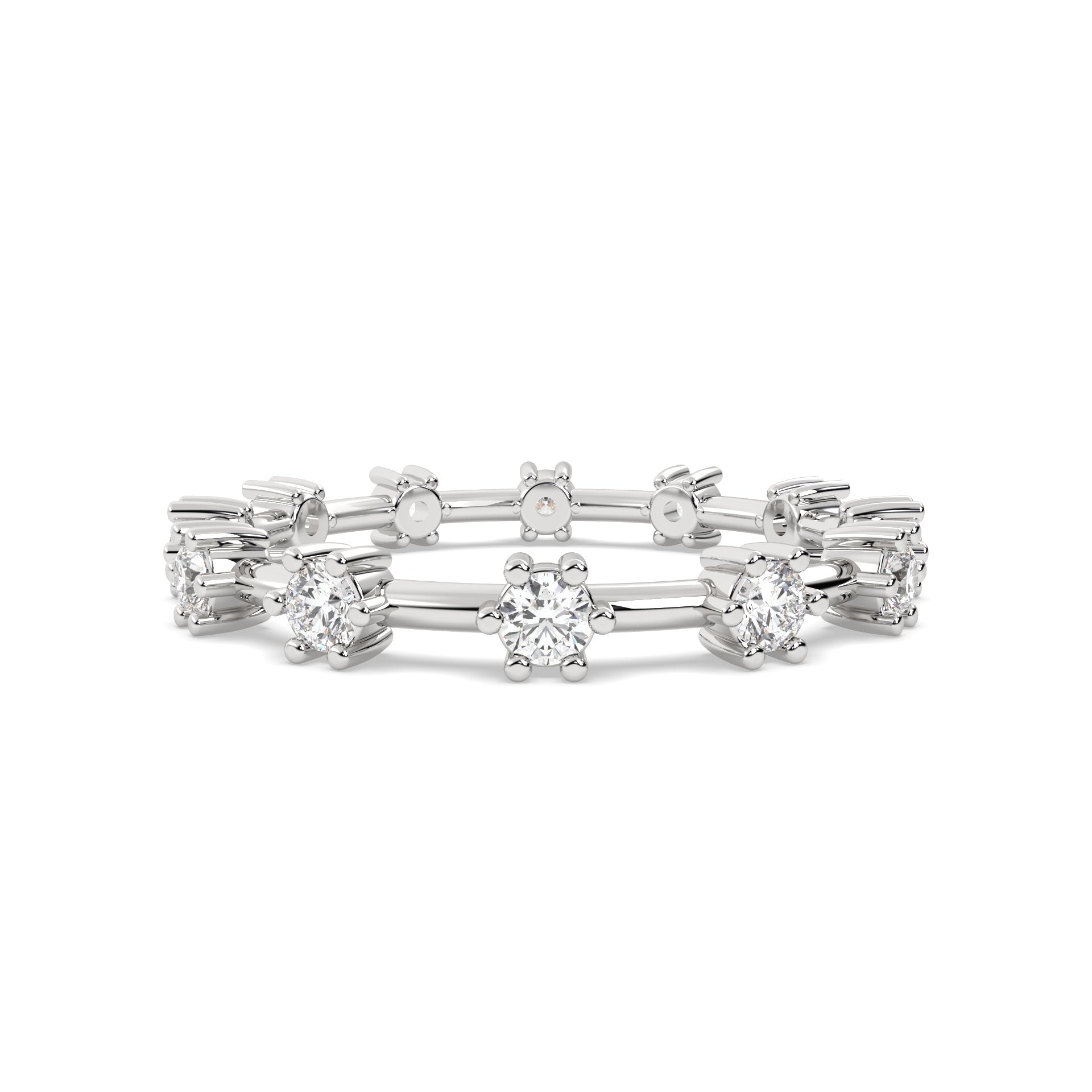 white Gold ring Band with multiple round  diamonds