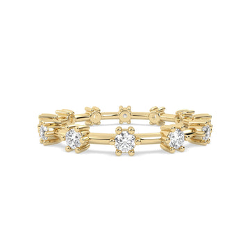 Yellow Gold ring Band with multiple round  diamonds