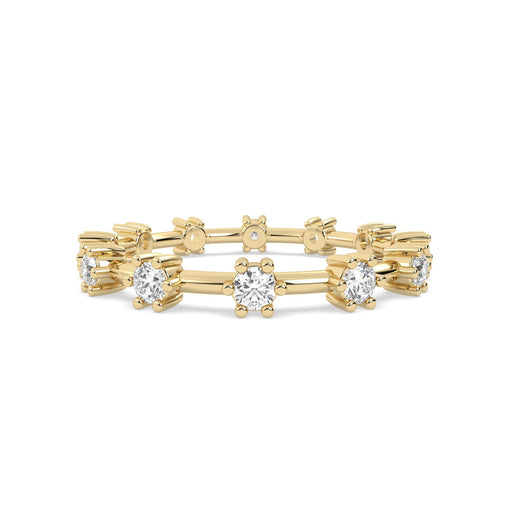 Yellow Gold ring Band with multiple round  diamonds
