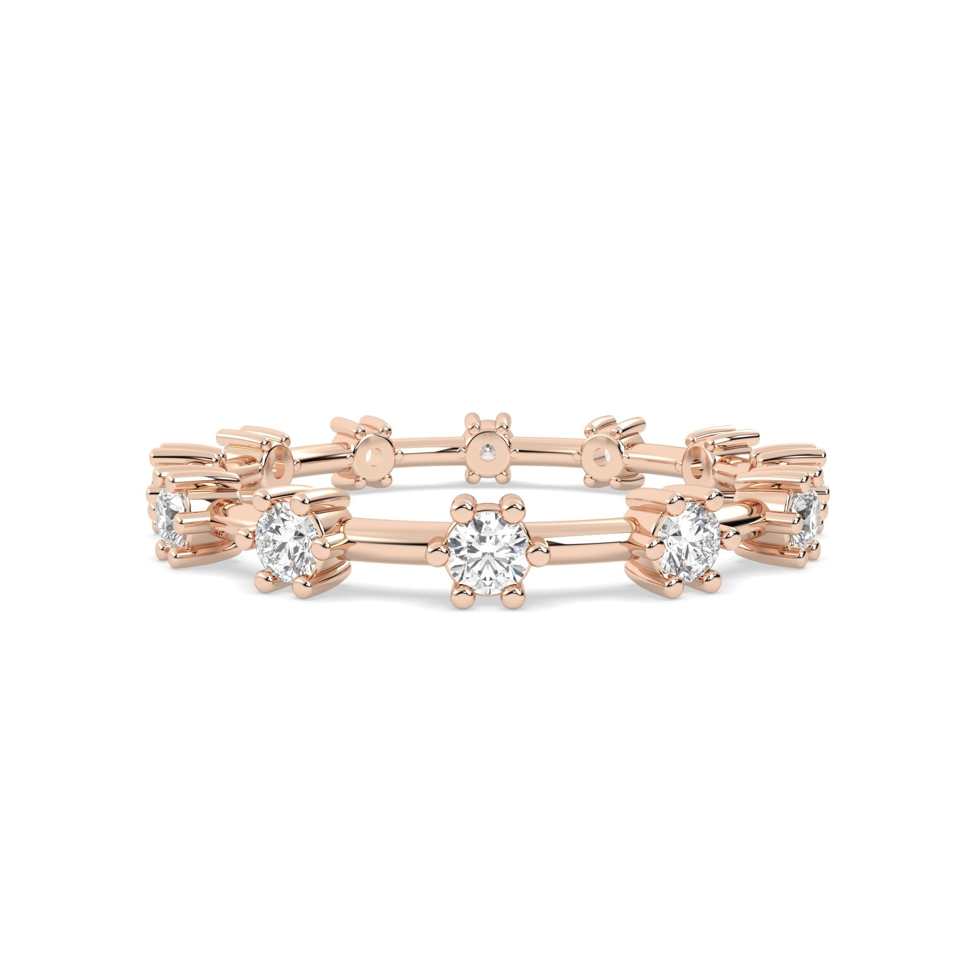 Rose Gold ring Band with multiple round  diamonds