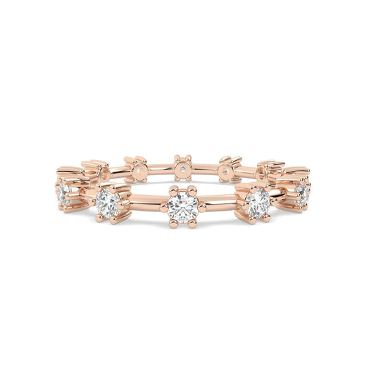 Rose Gold ring Band with multiple round  diamonds
