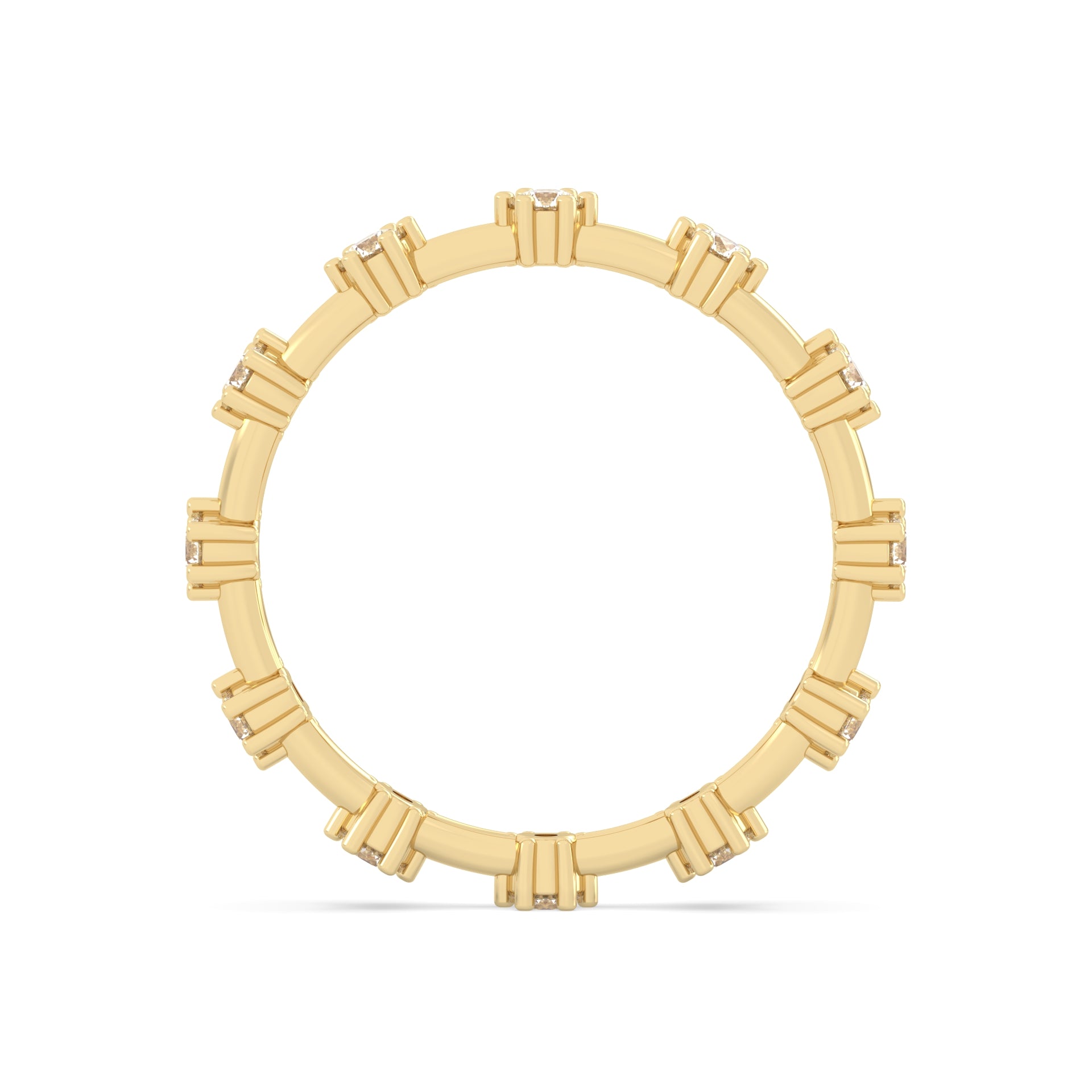 Yellow Gold ring Band with multiple round  diamonds