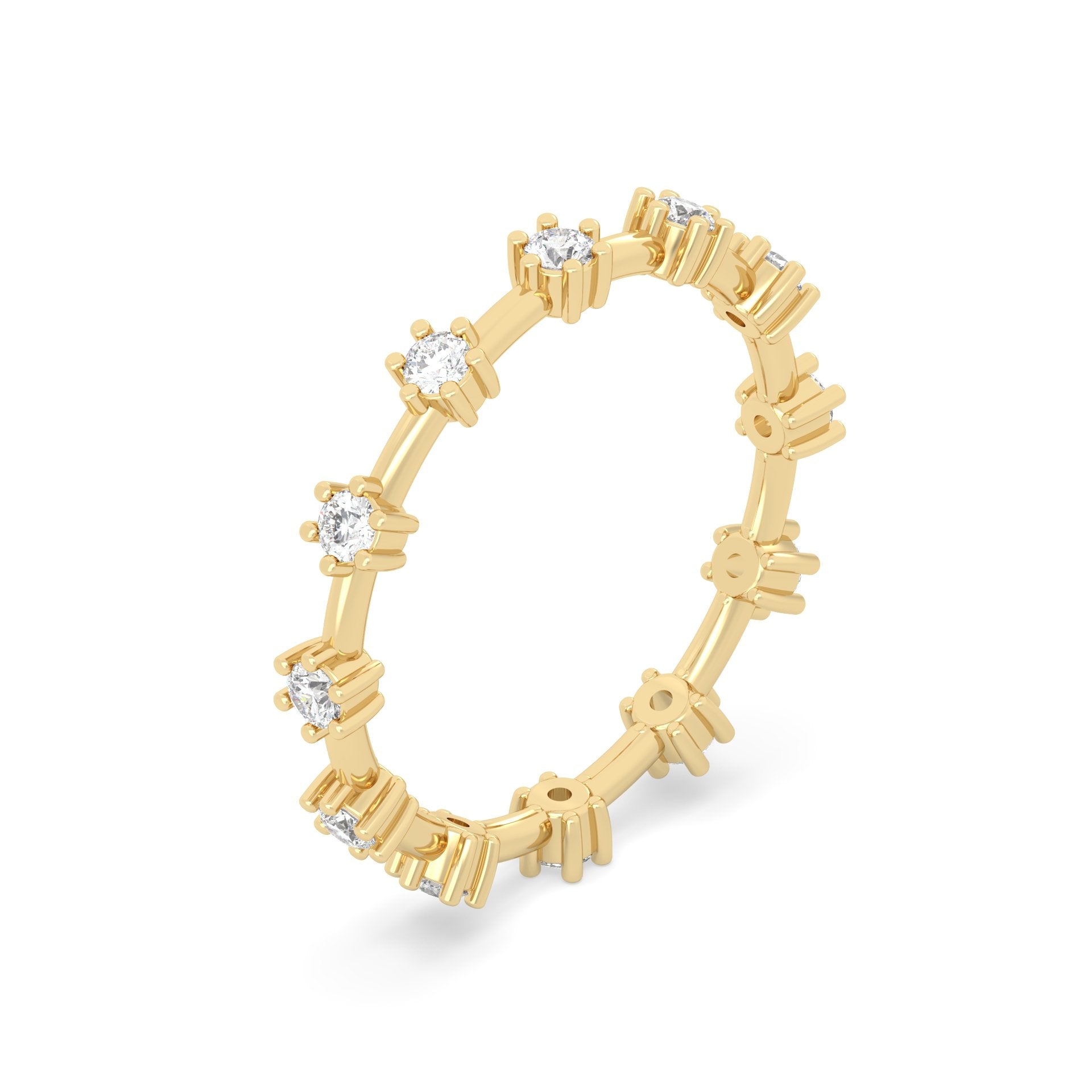 Yellow Gold ring Band with multiple round  diamonds