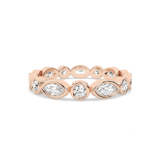 Rose Gold band with multiple round and marquise diamond