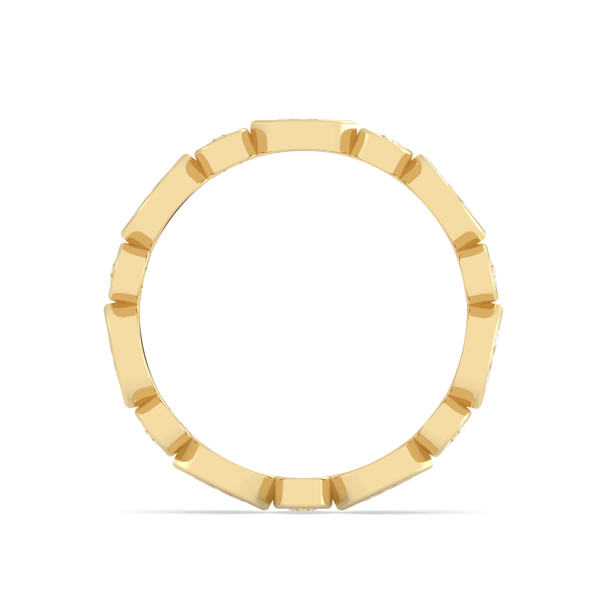 Yellow Gold band with multiple round and marquise diamond