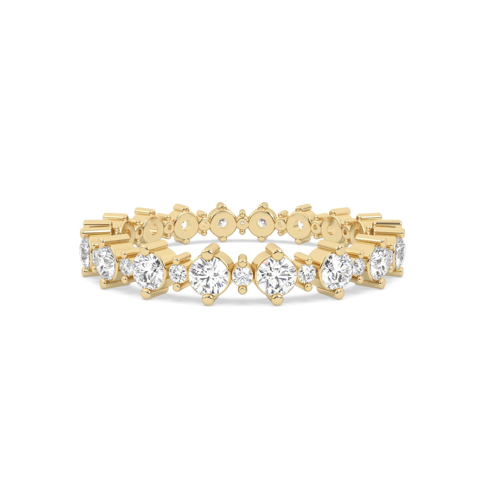 yellow gold ring with diamonds on a gold band