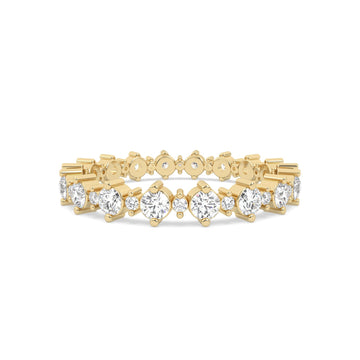 yellow gold ring with diamonds on a gold band