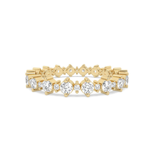 yellow gold ring with diamonds on a gold band