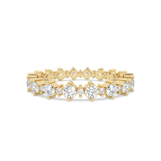 yellow gold ring with diamonds on a gold band