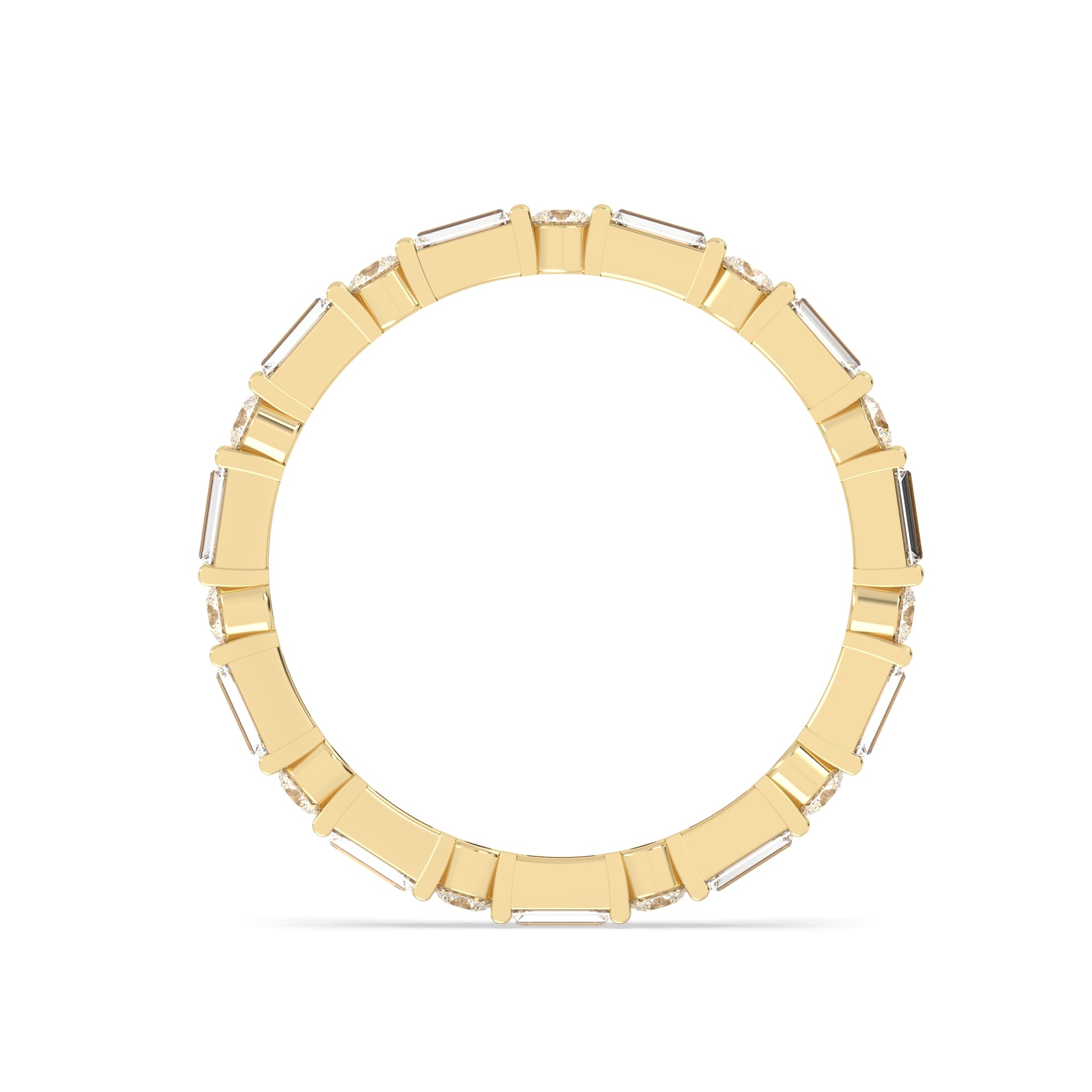 Yellow Gold ring with multiple round and baguette diamonds